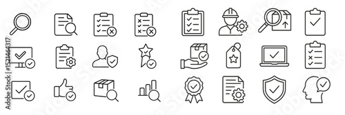 Collection of minimalist icons depicting various tasks and activities in business and project management settings