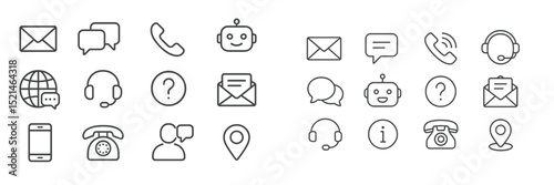 Communication icons representing various tools and methods for digital interaction and customer support practices