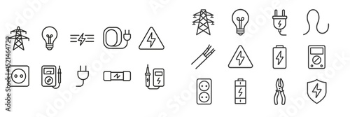 Illustration of various electrical symbols and tools used in energy and electrical safety for educational purposes