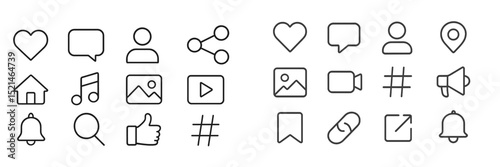 Icons representing social media activities in a clean and modern style