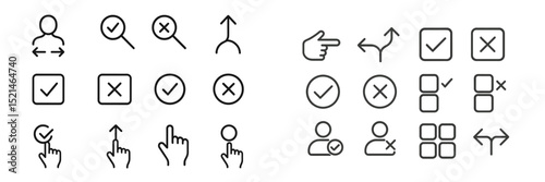 Collection of various icons representing user interface design elements in a minimalistic style