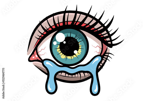 A Weeping Eye Vivid Illustration of Sorrow, Tears, and Emotional Depth, Captivating Artistic Expression of Human Feelings