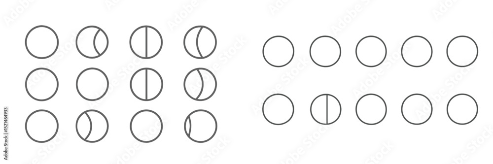 Geometry exercise illustrating different circle configurations for educational purposes in a classroom setting Geometry exercise illustrating different circle configurations for educational purposes in a classroom setting
