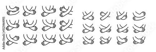 Different arm crossing positions for diverse scenarios and interactions