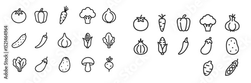 Colorful collection of hand-drawn vegetables illustrating a variety of common produce items in a minimalist style