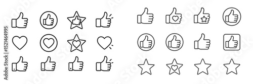 Various hand symbols expressing approval and affection on a simple white background in a modern design