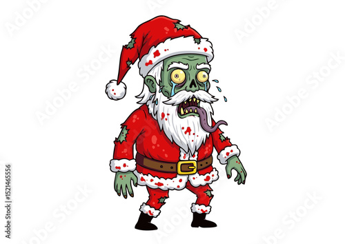 Zombie Santa Claus Illustration Spooky Christmas Character Design, Undead Holiday Figure, Horror Christmas Artwork, Festive Halloween Zombie, Grim Christmas Decor
