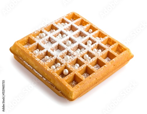 Belgian liege waffle topped with pearl sugar, isolated on white