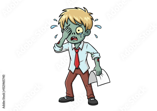 Depressed Zombie Businessman Cartoon Illustration A Hilarious and Relatable Depiction of Workplace Stress and Exhaustion