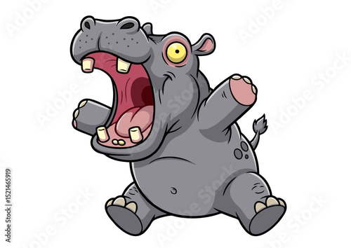 Hilarious Cartoon Hippopotamus Illustration A Fun, Playful Design Perfect for Kids' Books, Greeting Cards, and More!