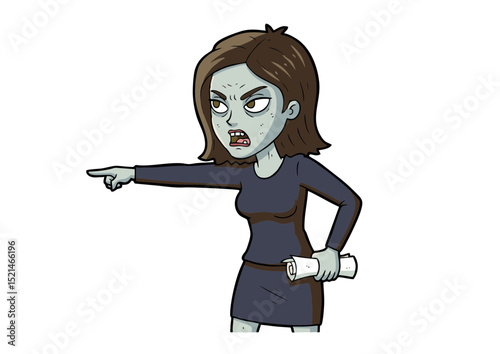 Angry Businesswoman Cartoon Illustration  A Powerful Visual Depicting Frustration, Anger, and Workplace Stress in a Humorous Style