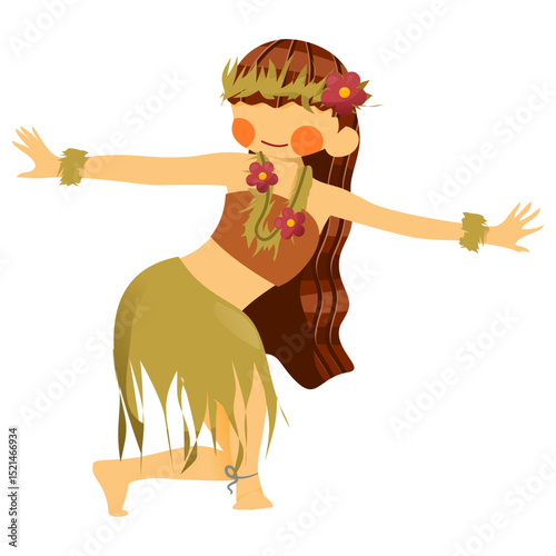 Hawaiian Woman Performing Traditional Hula Dance