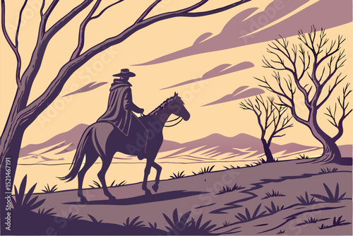 Lone Rider at Dusk