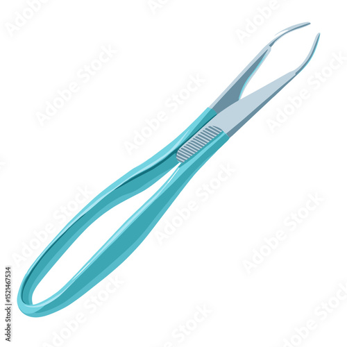 Isolated Turquoise Forceps on White Background Medical Surgical Instrument