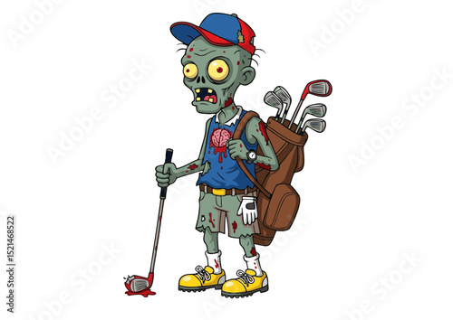 Undead Golfer A Spooky Illustration of a Zombie Enjoying a Round of Golf