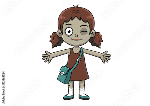 Cute Zombie Girl Cartoon Illustration Spooky, Fun, and Adorable Character Design for Halloween, Kids, or Fantasy Projects