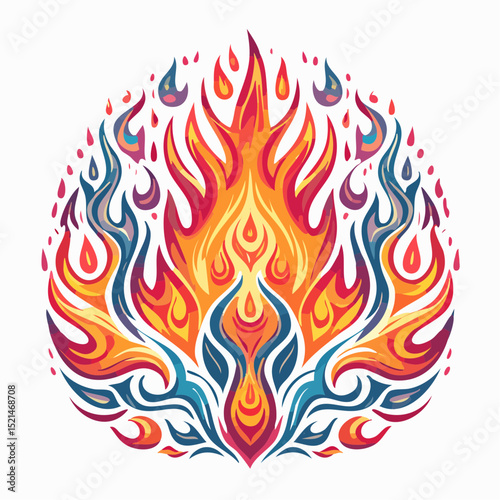 Vector design set, flames and fire, acid neo tribal shapes, y2k elements and abstract illustrations in gothic style, gothic and acid tattoos and print templates