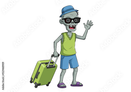 Undead Vacationer A Zombie's Summer Getaway - Spooky Fun Illustration
