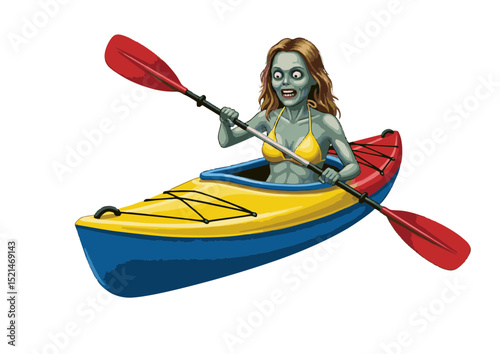 Undead Watersports Enthusiast A Zombie Kayaking Adventure Illustration