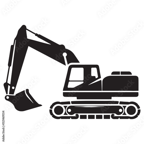 Clean and sharp Excavator silhouette design – Excavator illustration – Minimalist Excavator vector – Vehicle silhouette

