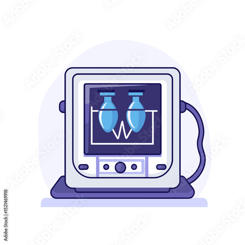 Medical Equipment Monitor Displaying Heart Rate in White and Purple Color Palette for Diagnostic Use in Hospital and Healthcare Settings