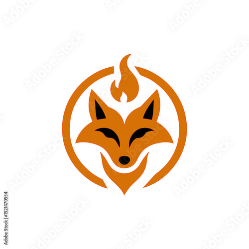 fire fox logo. modern animal emblem