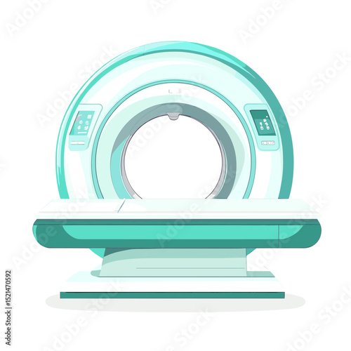 Medical Mri Scanner in White and Teal Color for Body Checkup Diagnostic Imaging Illustration
