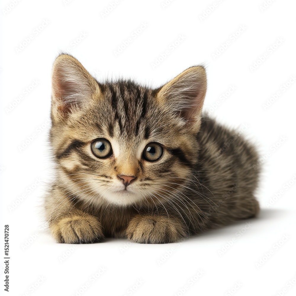 Obraz premium Tabby kitten isolated on clean white background