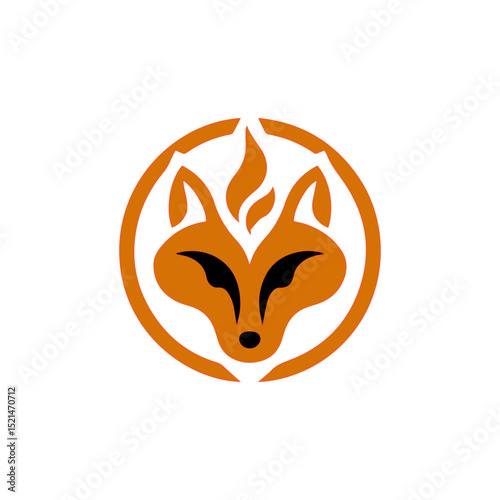 fire fox logo. modern animal emblem