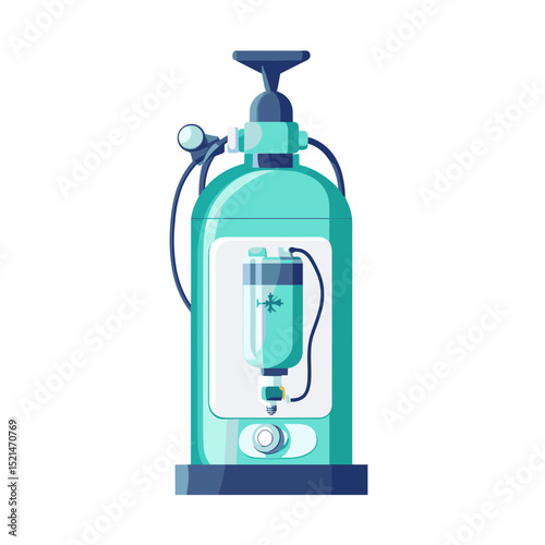 Medical Oxygen Tank Equipment in Teal and White for Healthcare and Emergency Illustration