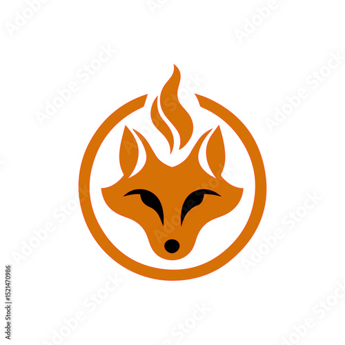 fire fox logo. modern animal emblem