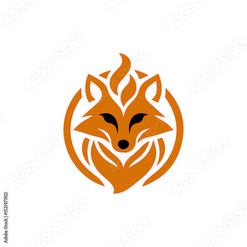 fire fox logo. modern animal emblem