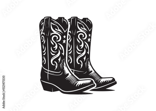 Cowboy boots Silhouette Black Vector