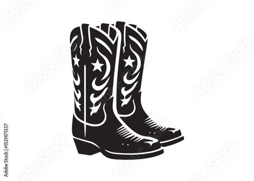 Cowboy boots Silhouette Black Vector