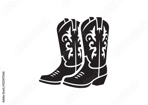 Cowboy boots Silhouette Black Vector