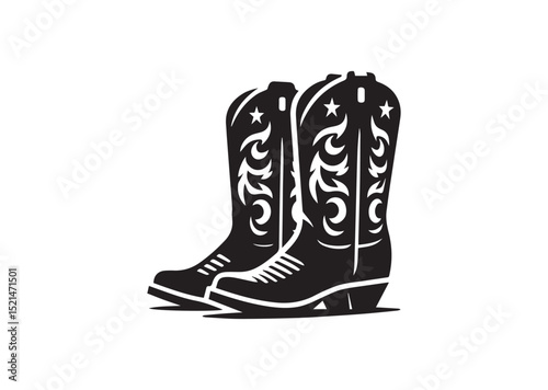 Cowboy boots Silhouette Black Vector