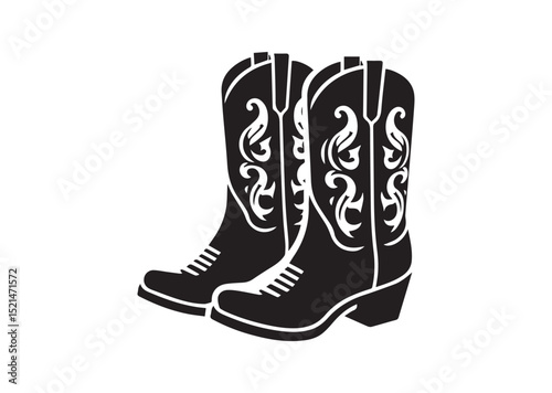 Cowboy boots Silhouette Black Vector