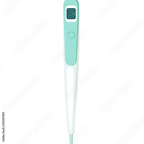 Mint Green and White Digital Thermometer Isolated on White Background for Healthcare Measurements