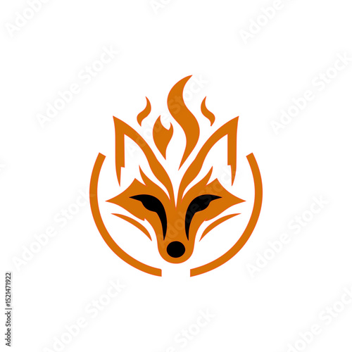 fire fox logo. modern animal emblem