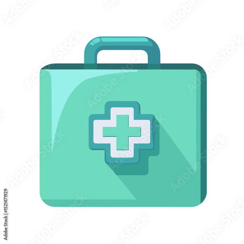 Mint Green First Aid Kit with White Cross Isolated on White Background Depicting Health and Safety