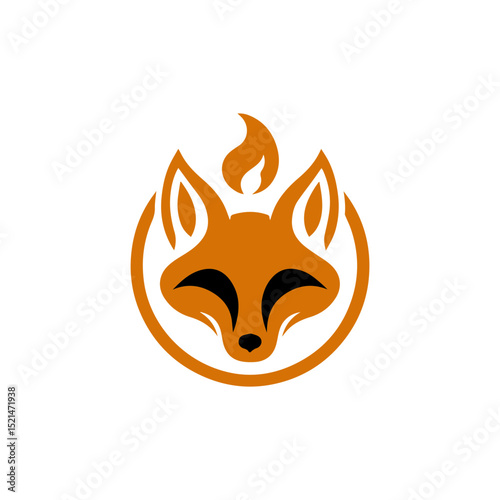 fire fox logo. modern animal emblem