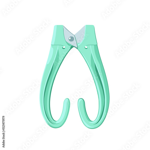 Mint Green Nippers with Silver Rivet on White Background Metal Cutting Hand Tool