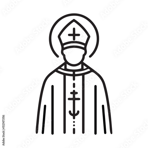 simple line art of priest icon vector