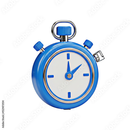 Blue Stopwatch 3D Icon in Cartoon Plastic Style – Minimal Isolated Object