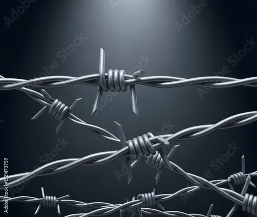 Close-up of Barbed Wire, Symbolizing Restriction and Imprisonment.
