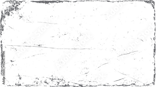 Retro texture with black and white grunge overlay. Distressed scratches and dusty chips on dark surface. Used for print templates and digital media.