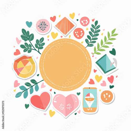 Vector set of design elements, patches and stickers with copy space for text - abstract background elements