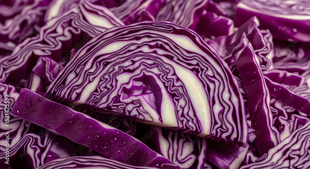 Obraz premium Close Up Of Freshly Shredded Red Cabbage Ideal For Cooking