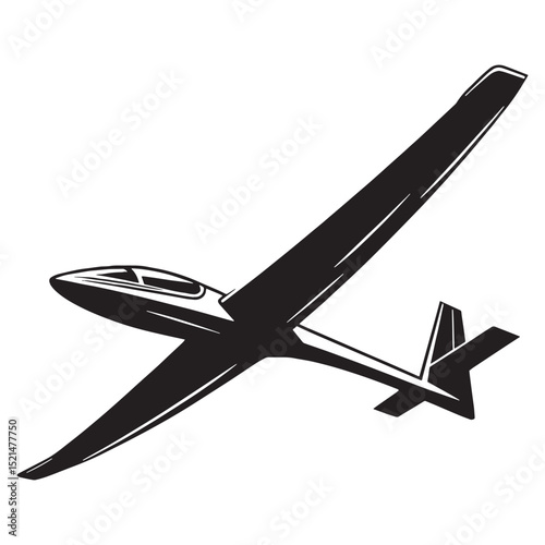Graceful Glider silhouette in open sky – Glider illustration – Minimalist Glider vector – Vehicle silhouette

