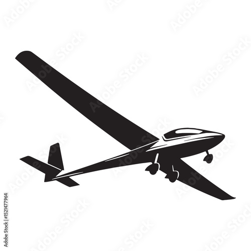 Elegant Glider silhouette with clean wings – Glider illustration – Minimalist Glider vector – Vehicle silhouette

